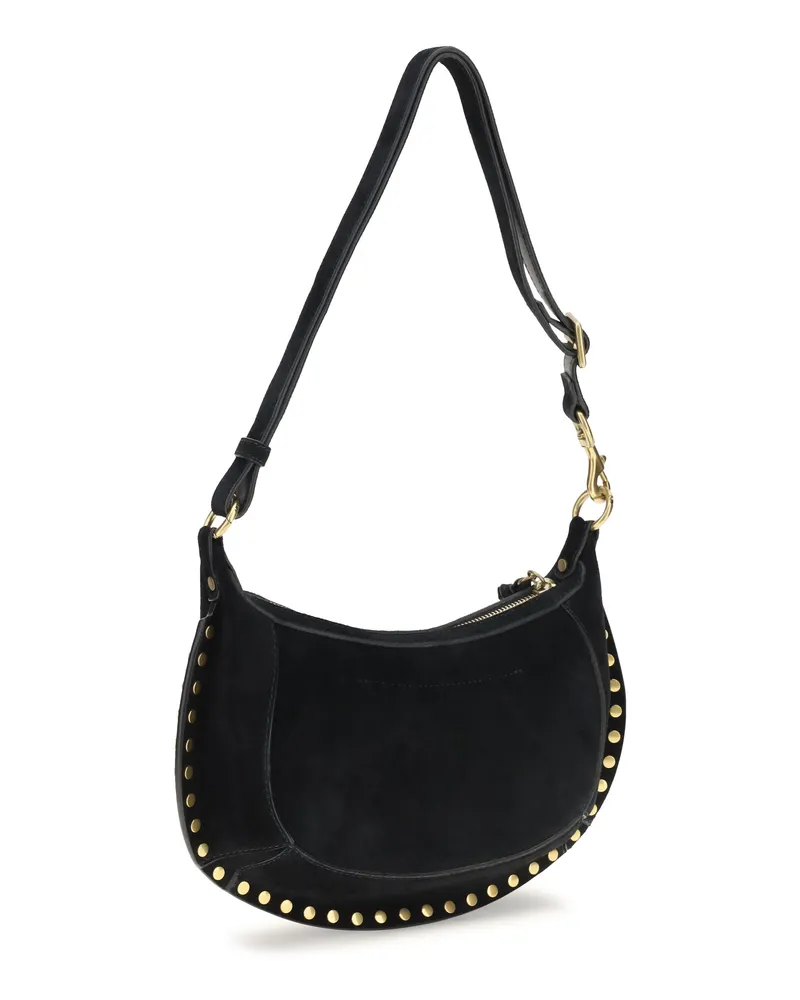 Isabel Marant Women's Shoulder Bag Oskan Moon Black Calf Suede Leather Black