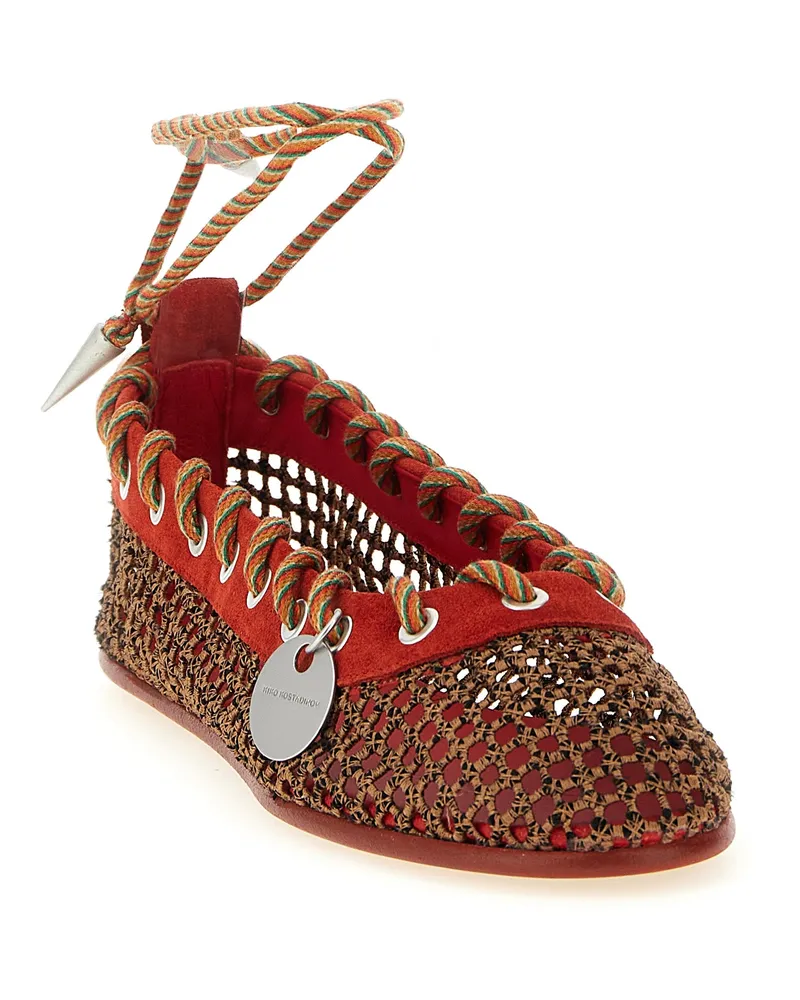 KIKO KOSTADINOV Women's Multicolor Polyester Ballet Flats Red