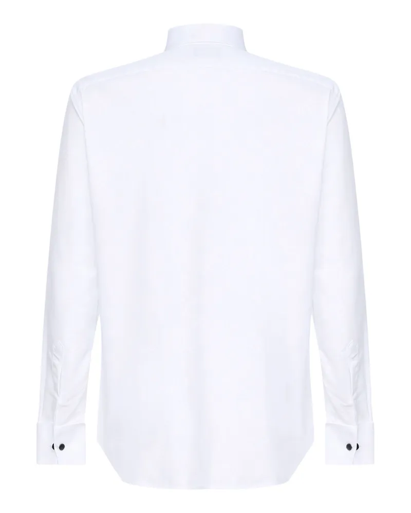 Giorgio Armani Men's Tuxedo Shirt Pleated Plastron White Cotton White