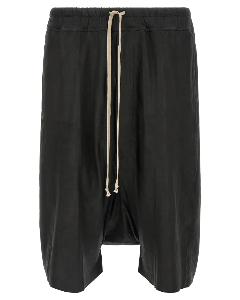 Rick Owens Men's Black Lamb Leather Bermuda Shorts Black