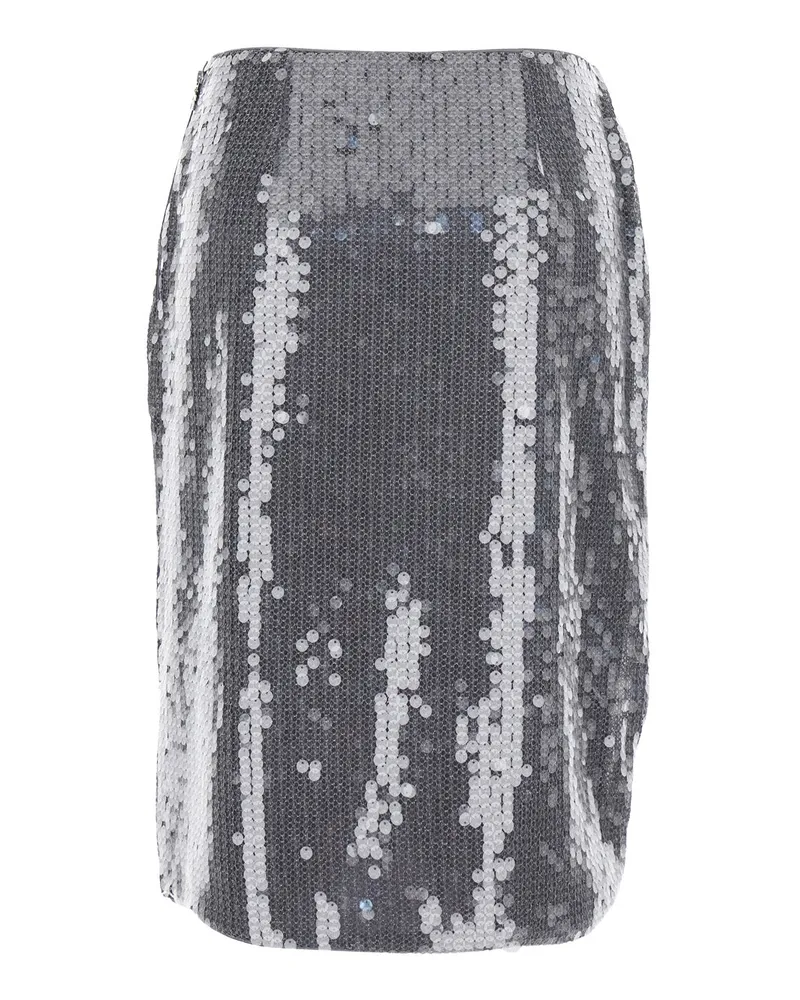 ROTATE Birger Christensen Women's Grey Sequined Skirt Tech Fabric Recycled Polyester Gray