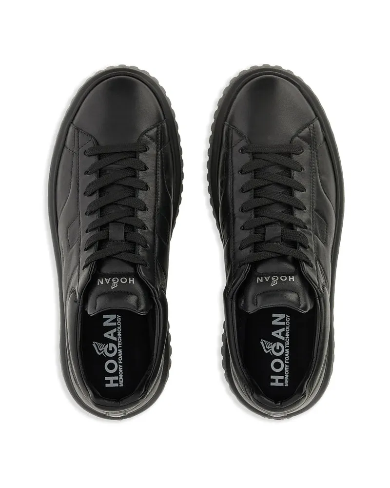 Hogan Calf Leather Low-Top Sneakers — Black Black