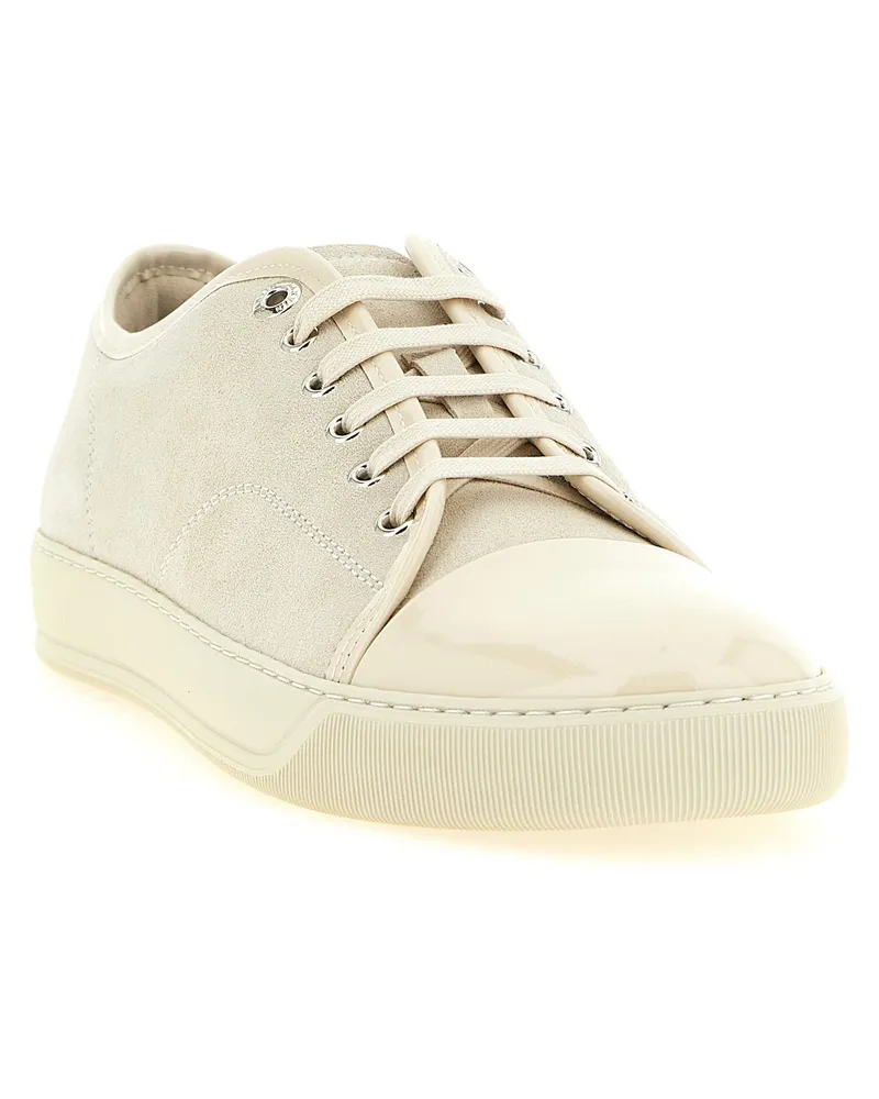 Lanvin Suede and Patent Leather Sneaker — Beige Beige