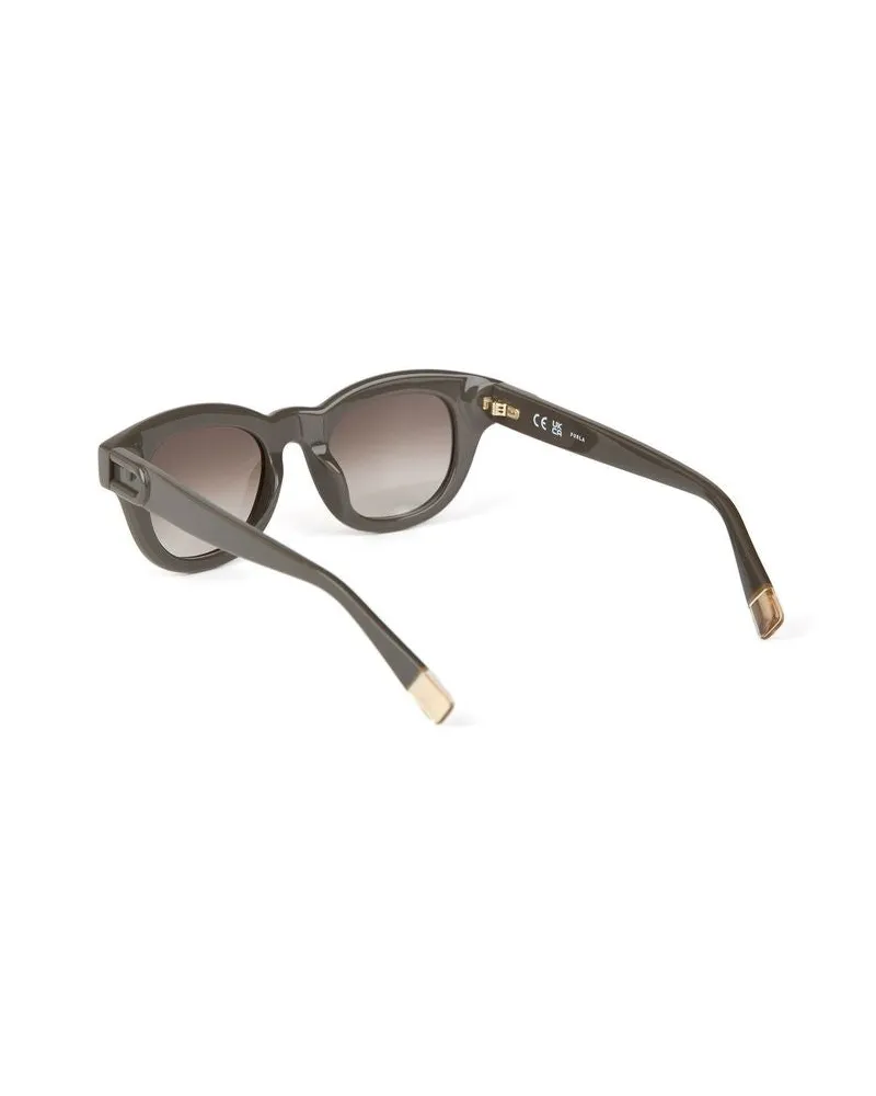 Furla Women's Sunglasses Glossy Khaki Green Acetate Eyewear Khaki