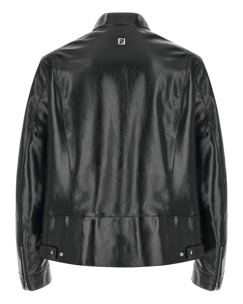Fendi Men's Blue Lamb Leather Jacket Clothing Blue