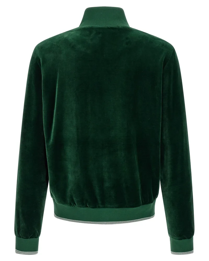 Casablanca Paris Cotton Velvet with Contrasting Bands Sweatshirt — Green Green