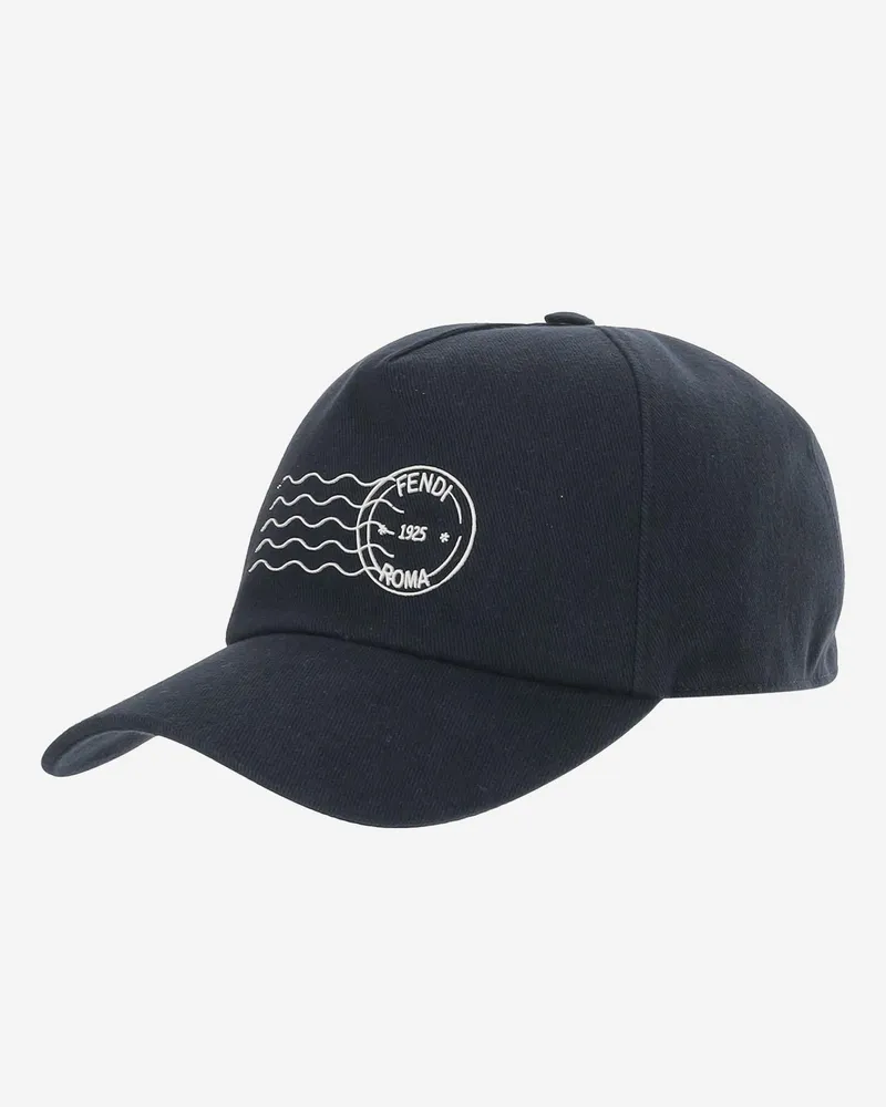 Fendi Men's Navy Cotton Baseball Cap Cotton; Lining: Hat Navy