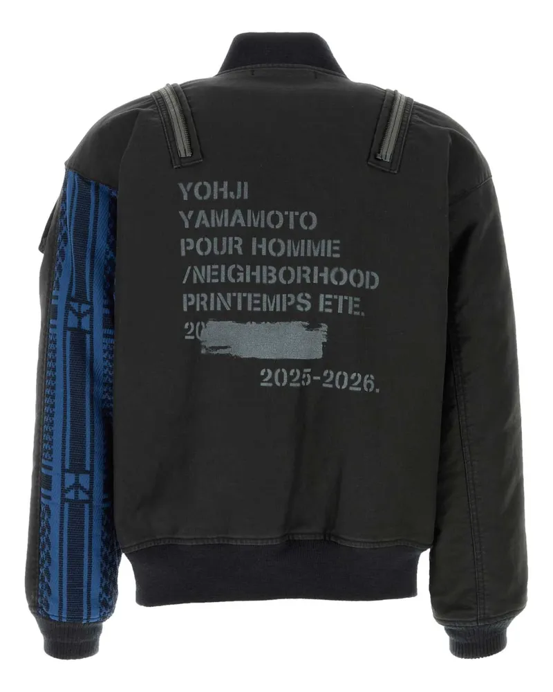 Yohji Yamamoto Men's Black Denim  X Neighborhood Bomber Jacket Giubbini Black