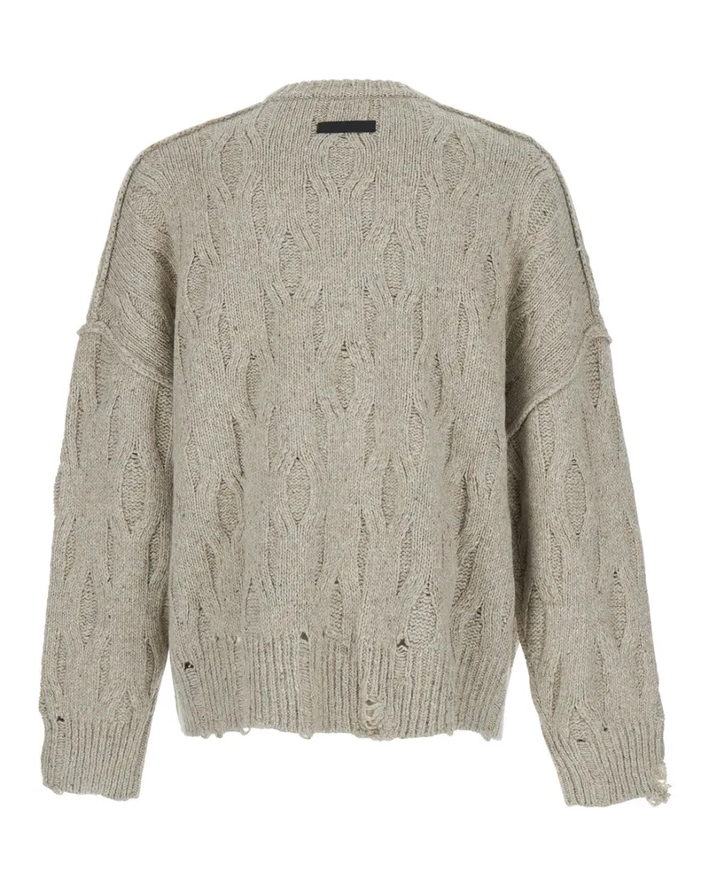 REPRESENT Distressed Cable-Knit Sweater — Beige Beige