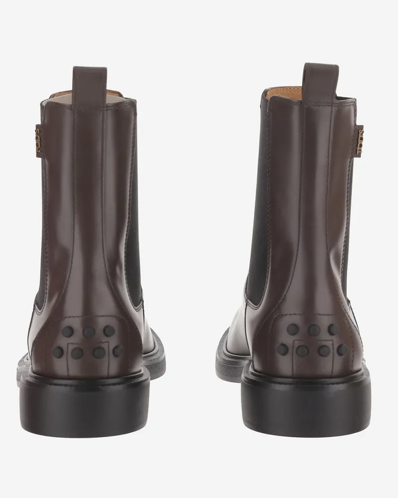 TOD'S Women's Leather Ankle Boots Dark Brown Brown
