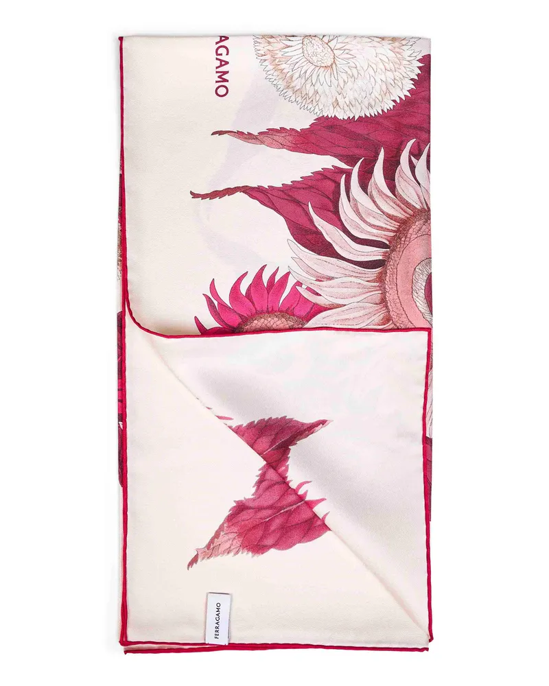 Ferragamo Women's Silk Scarf Girasoli Print Multicolour Scarfs Ivory