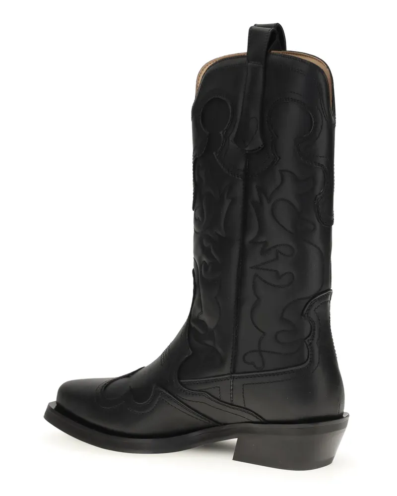 Ganni Women's Western Boots Black Black-Black Recycled Leather Black/black Black