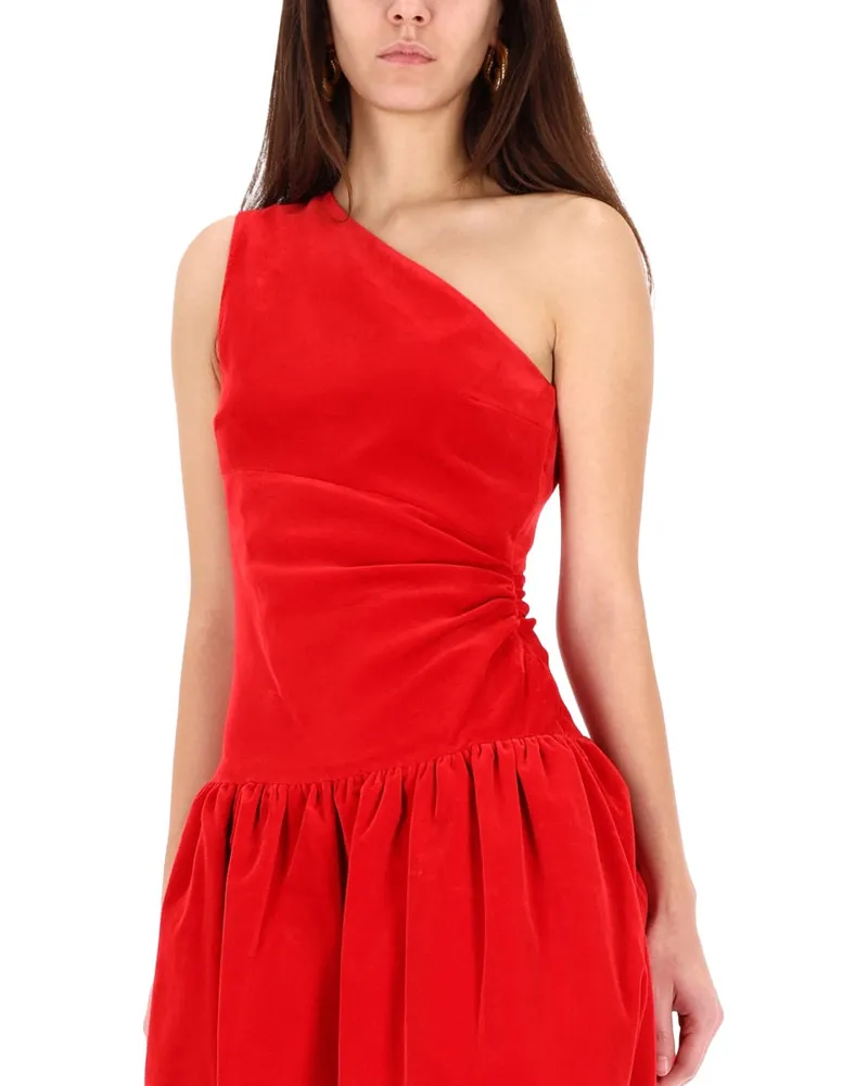 Patou One-Shoulder Bloomer Effect Mini Dress — Red Red