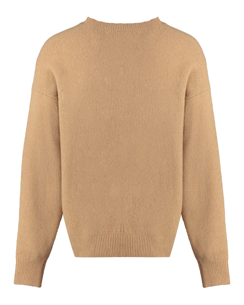 Palm Angels Men Logo Crew-Neck Sweater Camel Sweatshirts Camel