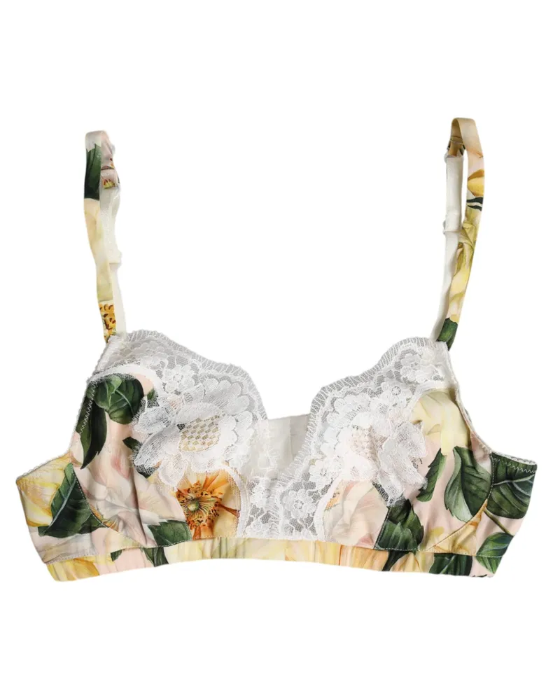 Dolce & Gabbana Women's Multicolor Floral Print Non Wire Bra Underwear Silk Cotton Elastane Nylon Clothing Multicolor