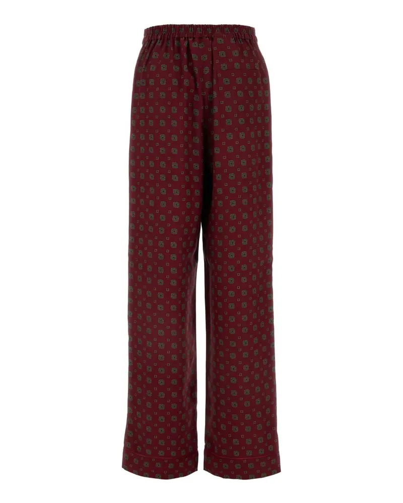 Moschino Women's Printed Silk Pant Fantasiarosso Exterior: Pantaloni Burgundy