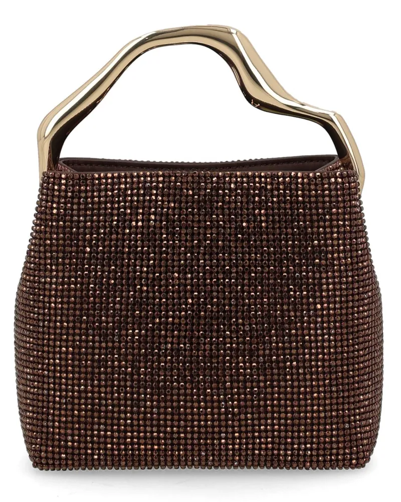 Cult Gaia Women's Handbag Solene Mini Brown Cz Rhinestone Mesh Handbags Hand Bags Brown