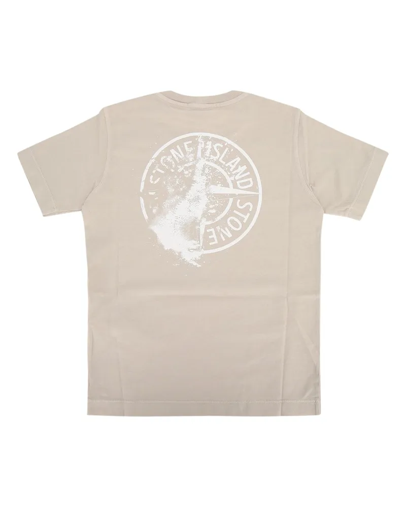 Stone Island Logo-Embroidered T-Shirt — Beige Beige