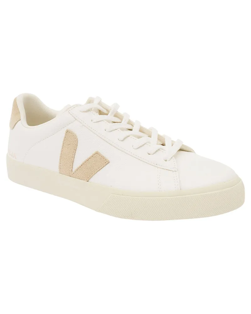 VEJA Unisex Sneakers Logo Detail White-Beige Organic Traced Leather Trainers White