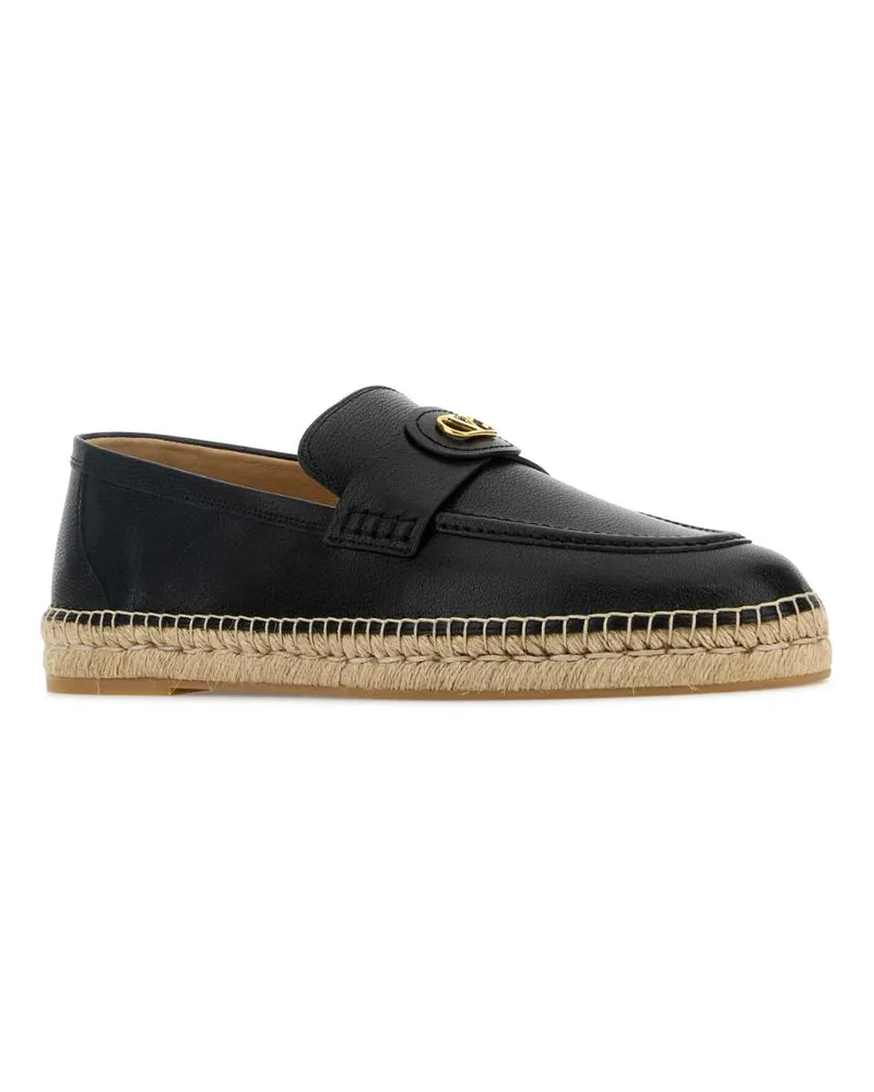 Valentino Garavani Men's Black Leather Vlogo Espadrilles Nero Espadrillas Black