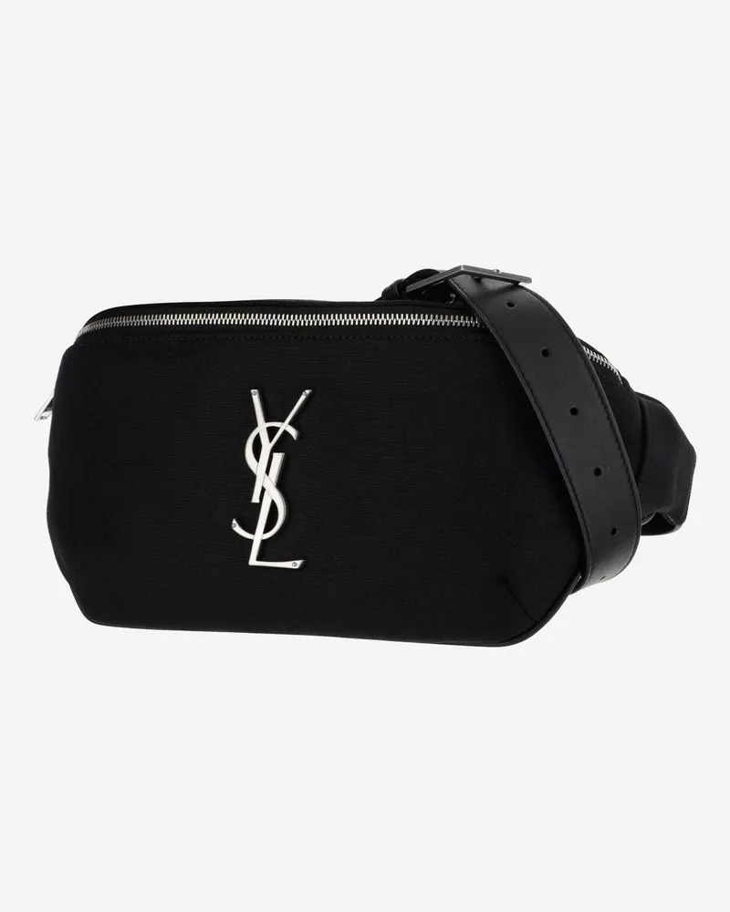 Saint Laurent Men's Classic Monogram Pouch Black Polyamide Belt Bags Black
