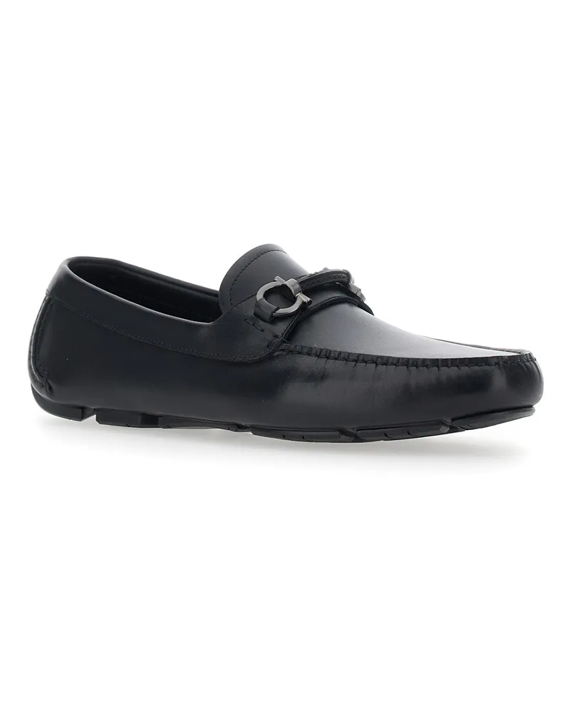 Ferragamo Men's Loafers Sunsay Black Leather Calf Black