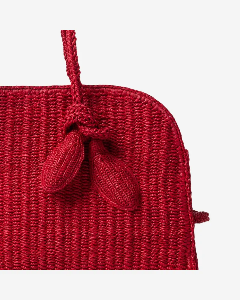 Jacquemus Women's Bowling Bag Raffia Red Shoulder Red