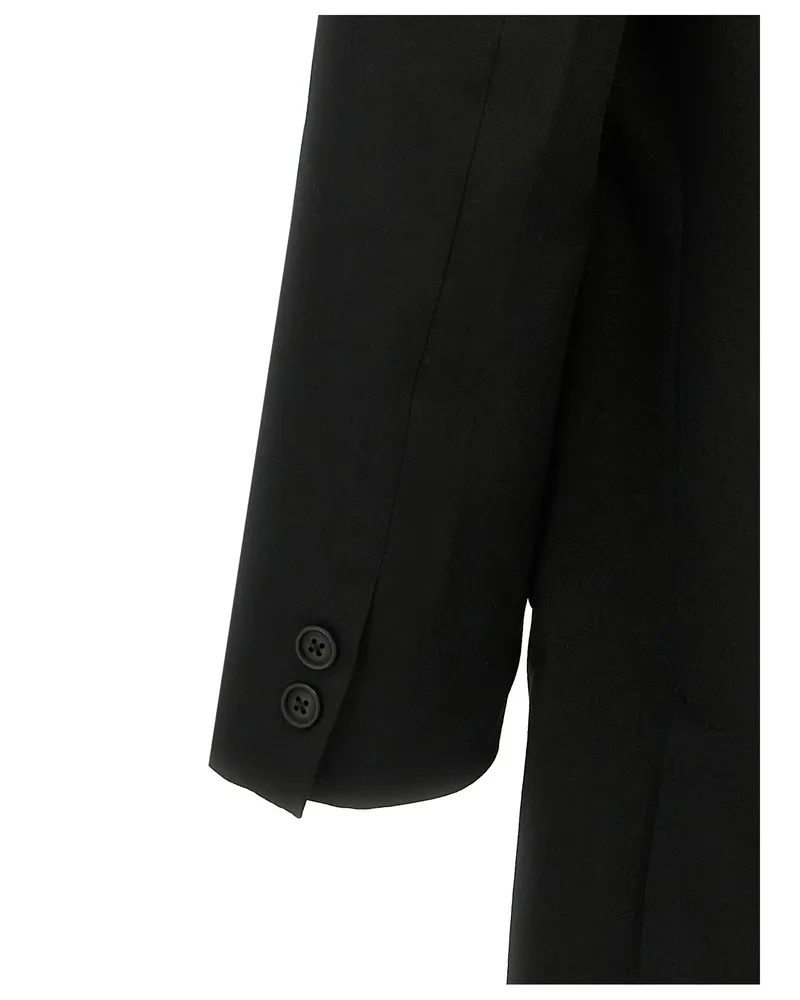 Yohji Yamamoto Wool with Shoulder Straps Blazer — Black Black