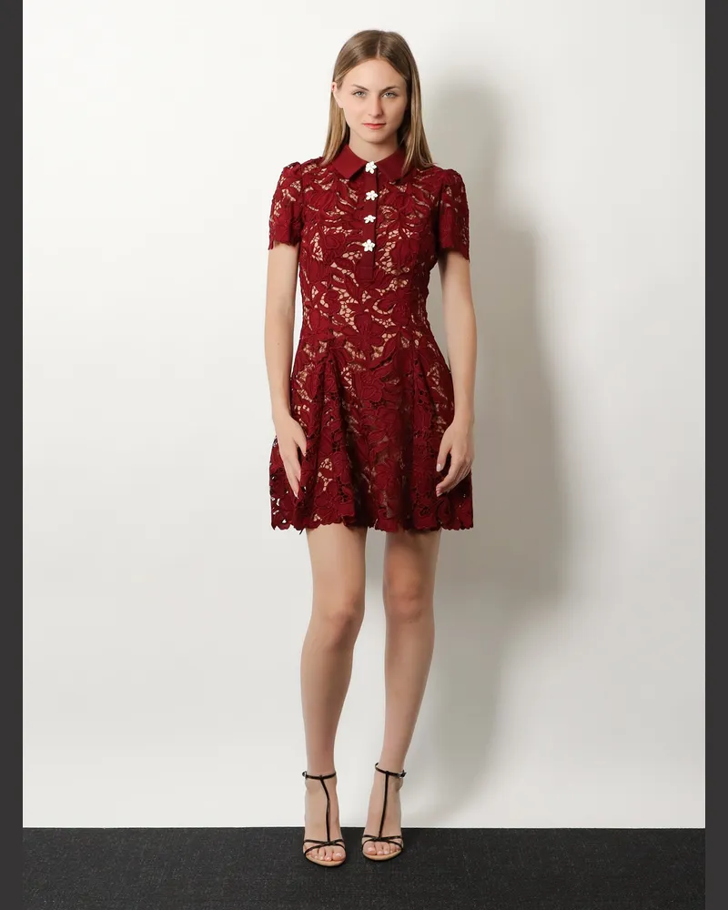 Self-Portrait Women's Dress Mini Lace Red Polyester Red