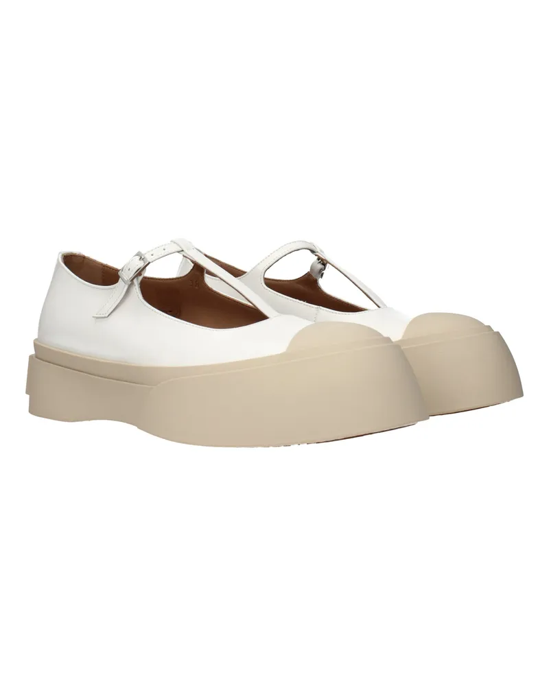 Marni Women's White Leather Slip-On Loafers White