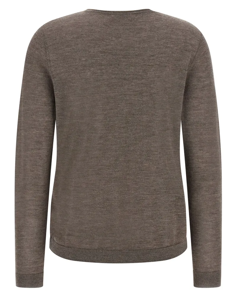 Co Cashmere Crew Neck with Rolled Edging Sweater — Brown Brown
