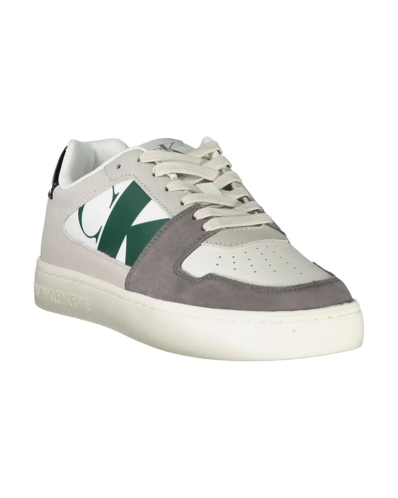 Calvin Klein Mixed-Material Colorblock Sneakers — White White