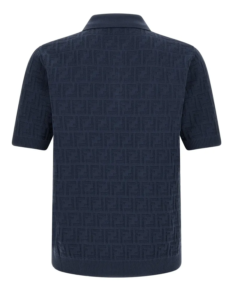 Fendi FF Jacquard Logo Polo Shirt — Navy Navy