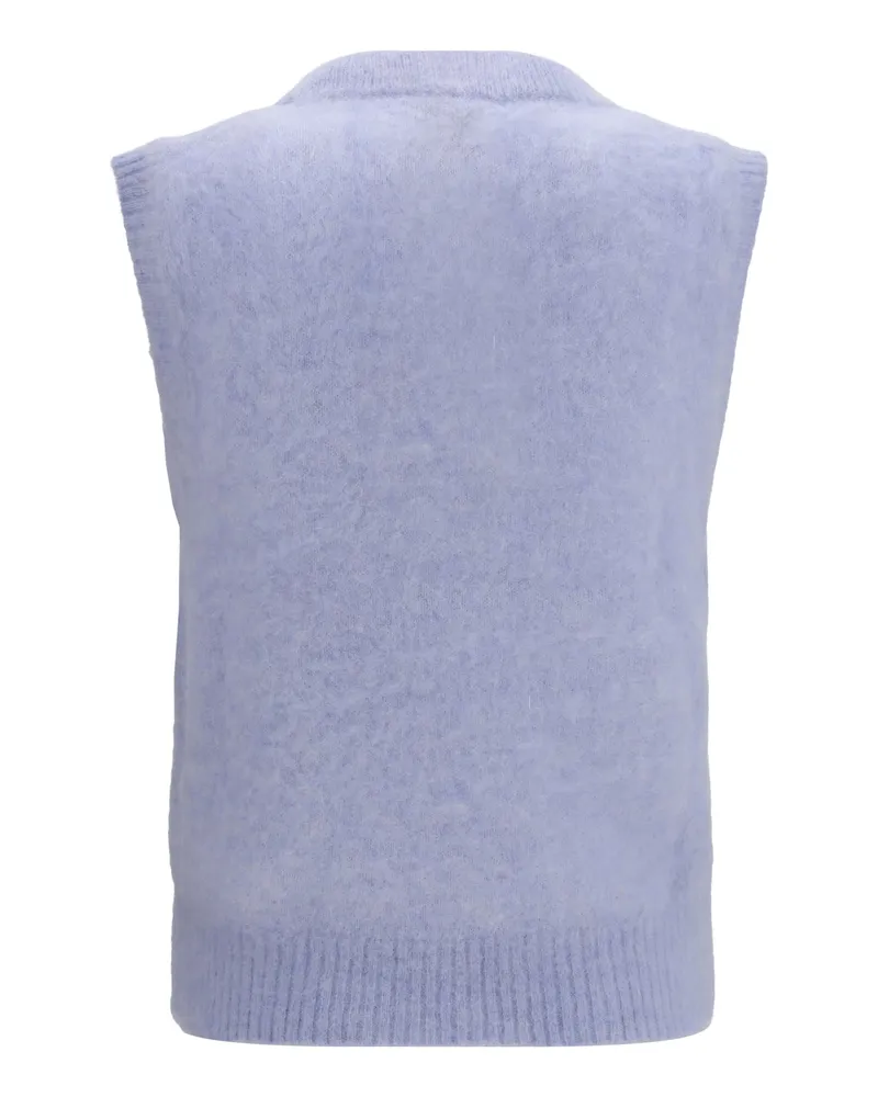 Ganni Brushed Alpaca Intarsia Vest — Blue Blue