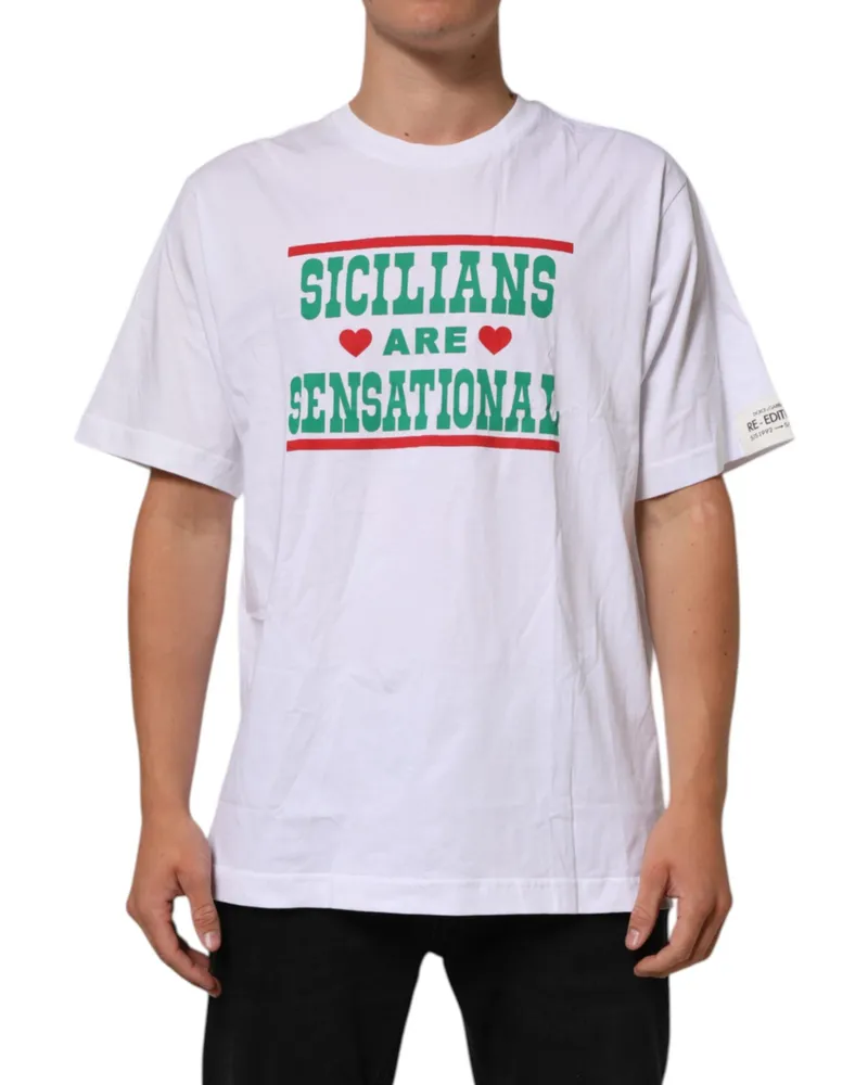Dolce & Gabbana Graphic Print Cotton T-Shirt — White White