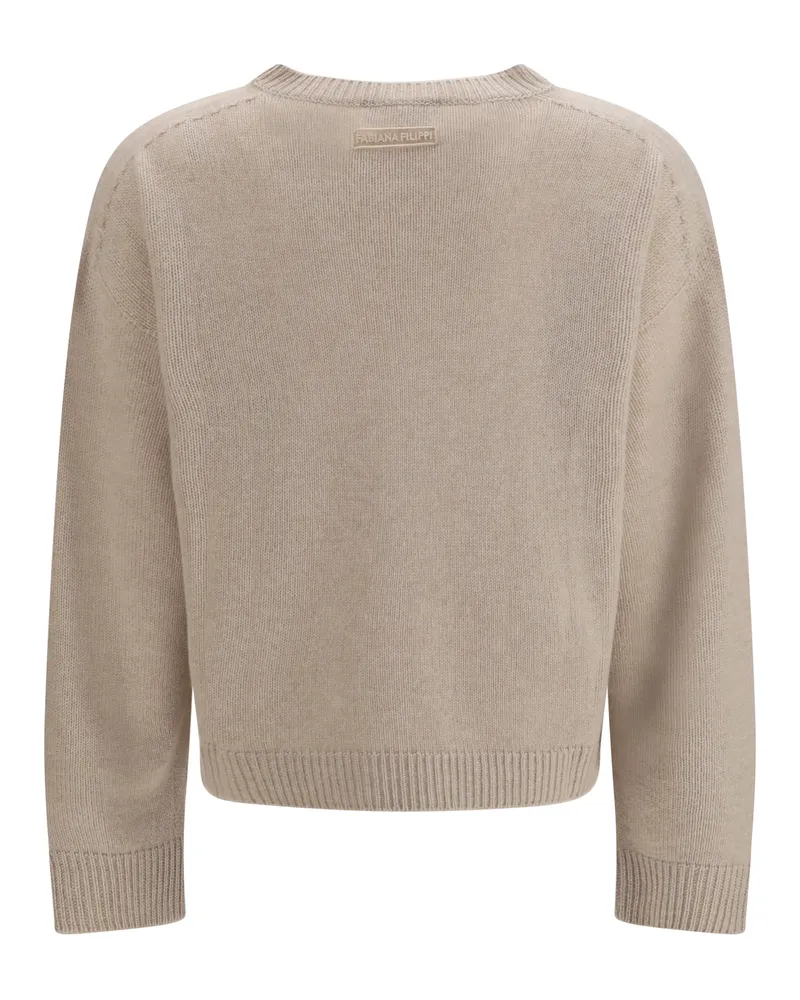 Fabiana Filippi Women's Cashmere Crewneck Sweater Casha Kashmir-Capra Hircus Casha' Kashmir/capra Beige