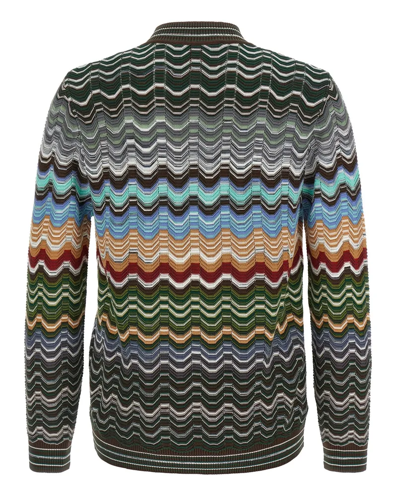 Missoni Chevron & Stripe Cardigan — Green Green