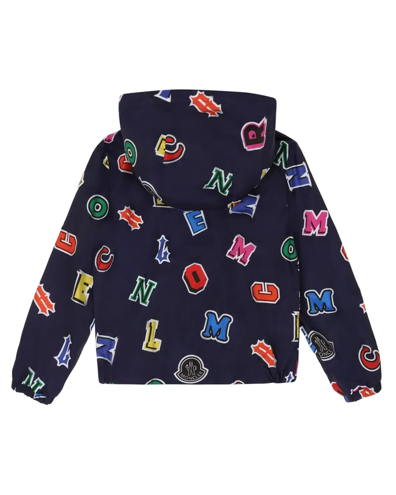 Moncler Boys' Hooded Windbreaker Blue Polyamide Jacket Navy