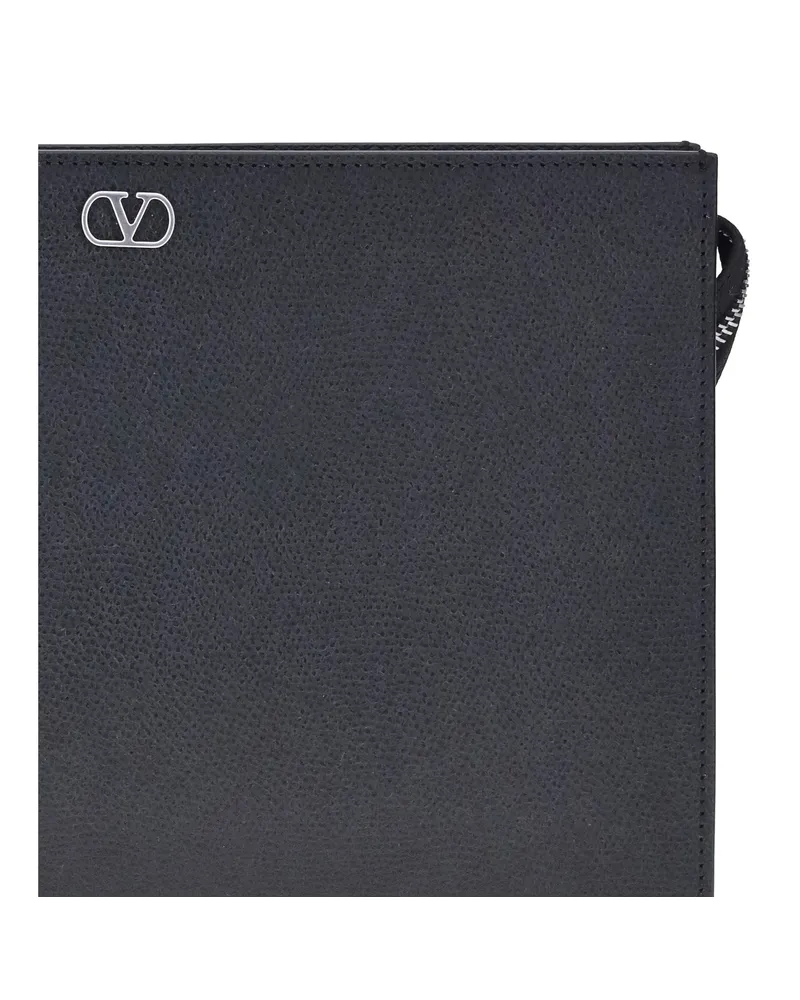 Valentino Garavani Men's Umbrella Pouch Soft-Grain Leather Black Umbrellas Accessory Black