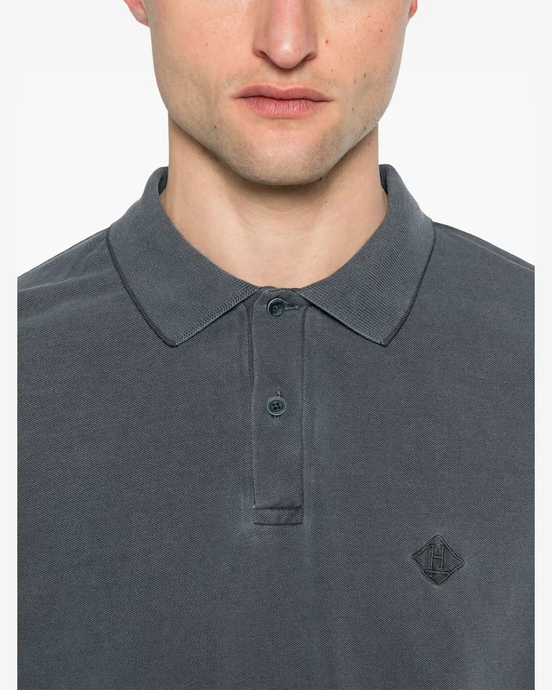 Herno Logo Cotton Polo Shirt — blue-grey Blue-grey