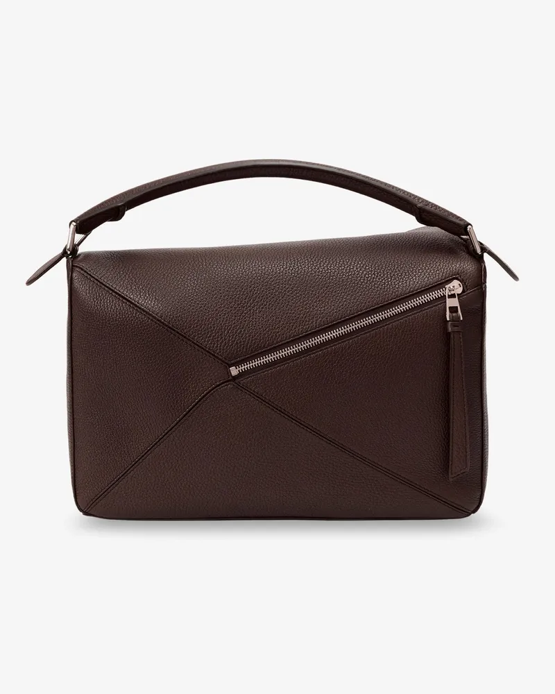 Loewe Men's Shoulder Bag Puzzle Brown Leather Belt Brown