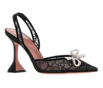 Women's Lace Slingback Heel Black Fabric