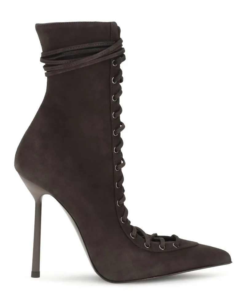 Le Silla Women's Ankle Boots Colette Suede Brown Calf Leather Brown