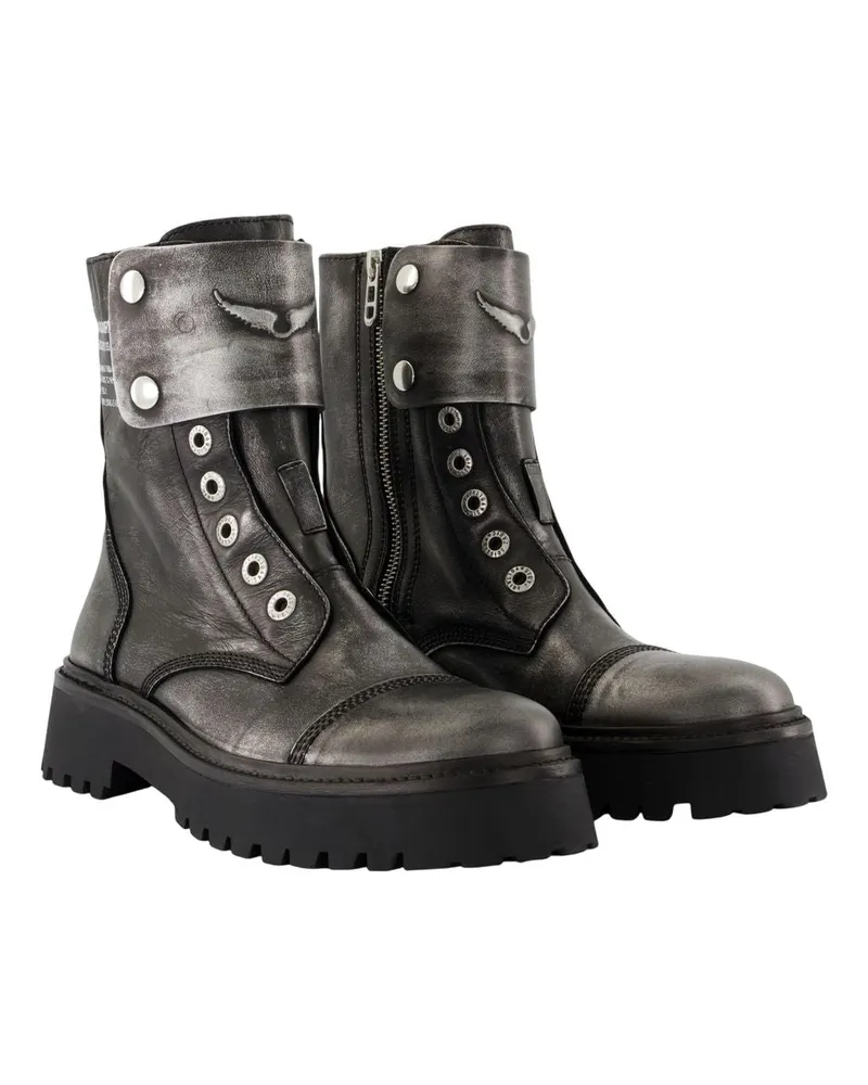 Zadig & Voltaire Women's Joe Fast Ankle Boots -  Leather Black Calfskin Shoes Ankle-Boots Black