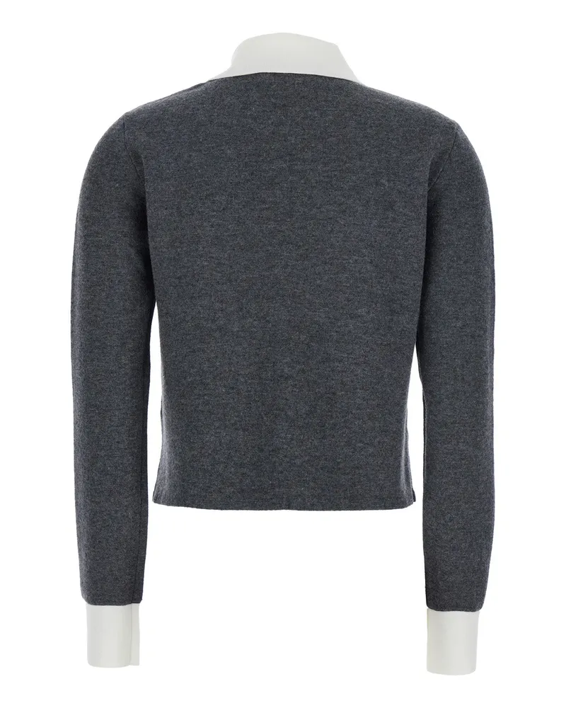 Self-Portrait Wool-Blend Cropped Cardigan — Gray Gray
