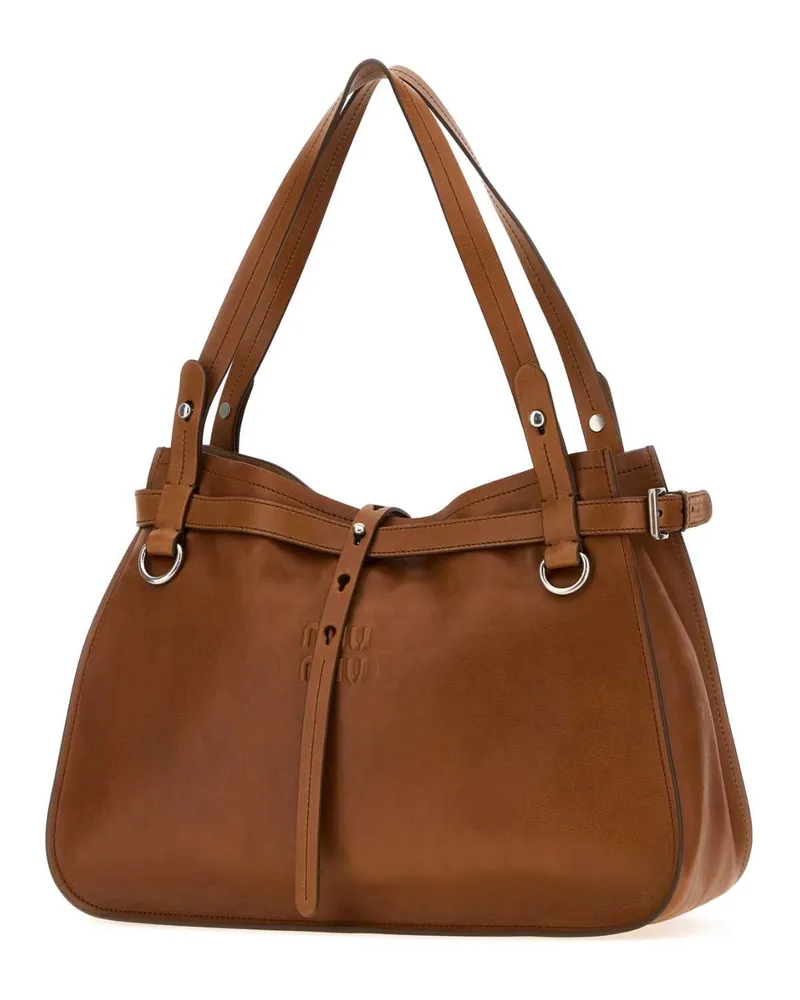 Miu Miu Women's Caramel Leather Shopping Bag Cognac Borse A Mano Cognac