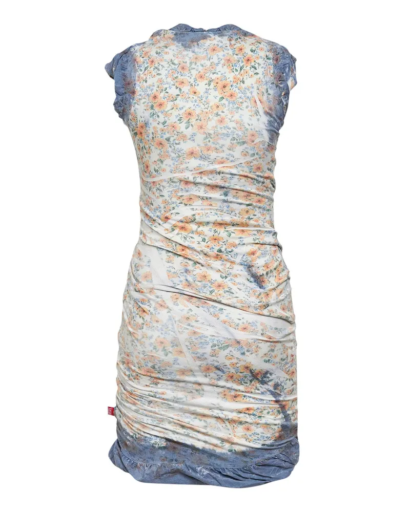 Diesel Women Draped Mini Dress Multicolour Cotton Multicolor