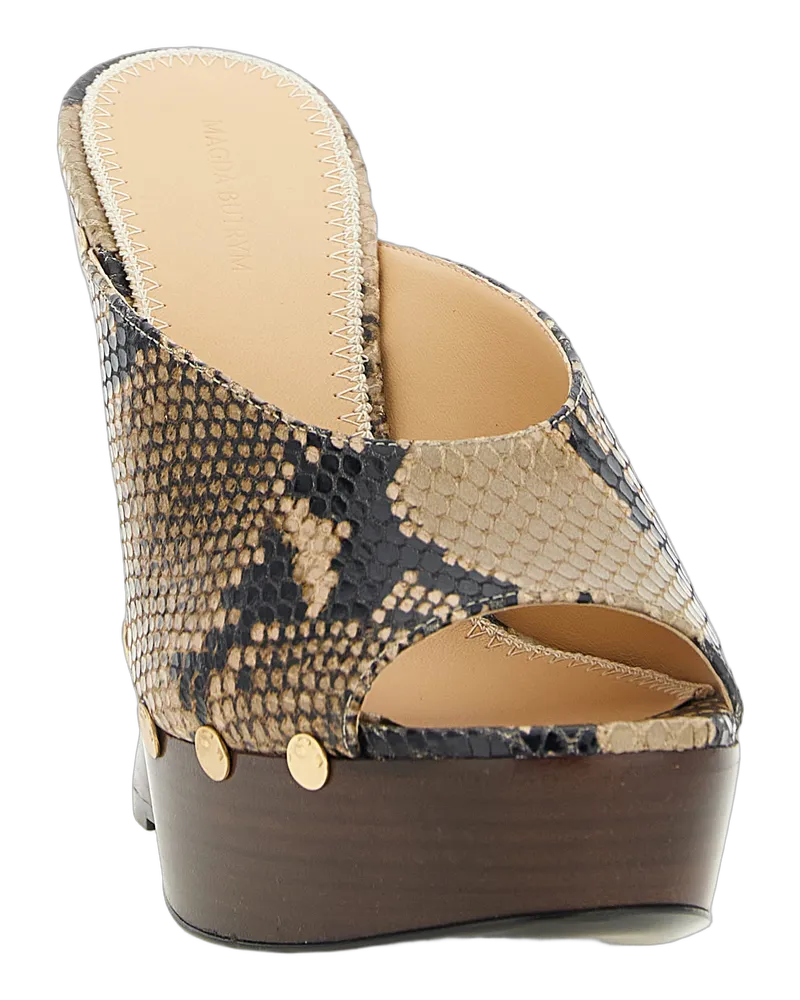 Magda Butrym Women's Brown Calfskin Wedge Sandals Brown