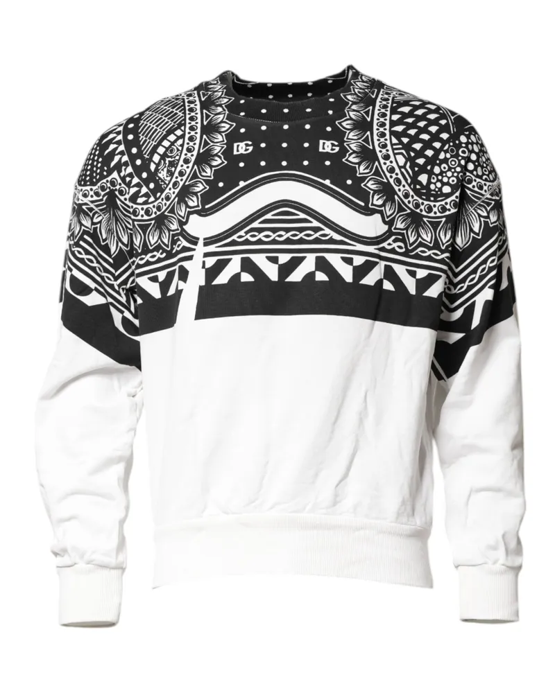 Dolce & Gabbana Black White Bandana Cotton Men Sweatshirt Sweater And Clothing Multicolor