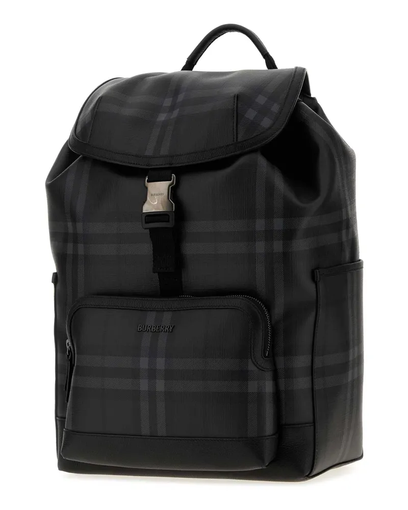 Burberry Check-Pattern Nylon Backpack — Gray Gray